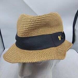 Disney Parks Brown Adults Fedora Hat With Mickey Mouse Icon Black Band